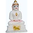 Marble Mahavir Swami Jain Tirthankar Statue Idol Murti 7" inch | Lord Parshwanath, Padmavati, Rishabhanatha, Neminatha Murti | Gomateshwara Idol for Puja, Vindhyagiri Hill Temple Deity Decor