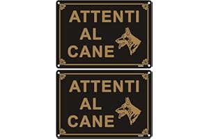 Andchi 2 pezzi Attenti al Cane Catelle Resistente UV Cartello Alluminio 20x30cm Facile da Installare, Adatti per Esterno