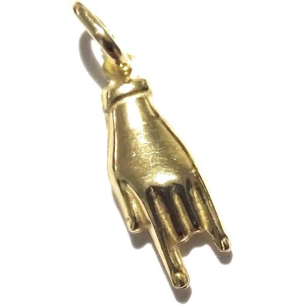 Ciondolo Portafortuna Mano Con Corna In Oro Giallo 18 Kt 750 (6116 - Foto 9