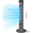 KEPLIN 36-inch Cooling Tower Fan - Remote Control, 3 Speed & Mode Settings, Timer, LED Display & Touch Panel - Quiet & Powerful, Modern Standing Fan with 70° Oscillation - 93.7 x 31.5cm (Silver)