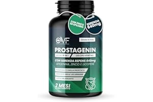 PARAFARMACIA, ORGANIC VITAMINS & FOOD OVF Prostagenin - Serenoa Repens 640mg | 120 Capsule | Formula 4 in 1 con Apigenina, Zinco e Licopene | Supporto per la Funzionalità della Prostata e il Benessere delle Vie Urinarie