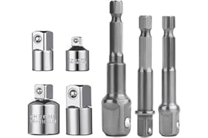 NEWDER-EU Steckschlüssel Nuss Set, 3 Stücke 1/4" 3/8" 1/2" Cr-V Stecknussadapter Akkuschrauber Nuss Set und Stecknuss Adapter 4 Stück 1/4'' auf 3/8'' - 3/8'' auf 1/4'' Zoll - 3/8'' auf 1/2'' - 1/2'' auf 3/8''