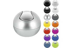 Spirella Poubelle salle de bains Récipient à cosmétiques 1 Litre Finition brillante ou mate Boîte à ordures à couvercle pivotant Poubelle à table Argenté