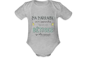 Spreadshirt Marraine Va M'Apprendre Toutes Les Bêtises Idée De Cadeau Body Bébé Bio Manches Courtes