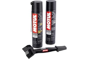 AER MOTO SPARE PARTS Kit de limpieza y lubricación de cadena – C4 400 ml + C1 400 ml + cepillo de limpieza para cadena moto scooter