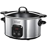 Russell Hobbs Olla de Cocción Lenta Maxicook - Capacidad 6 L, 8 Raciones, 3 Temperaturas, Temporizador Digital, Cazuela de Al