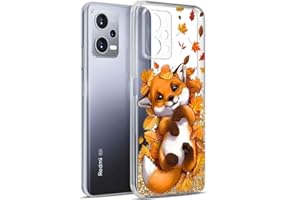 Anreixx Funda con Purpurina para Xiaomi Redmi Note 12 5G, Linda Funda de Silicona con Patrón de Zorro con Arenas Movedizas Brillantes y Cojín de Parachoques de TPU Suave