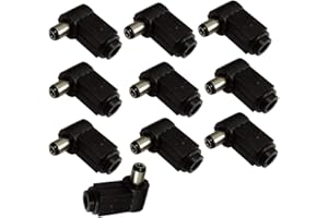 Aerzetix - 10x Connettori maschio jack adattatore presa di alimentazione - angolare 90° DC 5,5/2,5 mm - da saldare - C42292