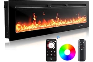 Silonn 60″/152 Electric Fireplace Heater with App & Remote Control, 1800W Heater, Ultra-Slim Wall-Mounted or Recessed Electric Fireplace Inserts with Timer, 20 Flame Colors, SLELF02B-60 ASIN