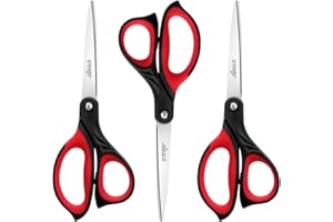 LIVINGO 3 Stück Schere aus Edelstahl, Mehrzweck-Büroschere, Bastelschere - Scharfe Schere für Basteln, Haushalt, Schule & Büro