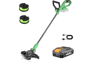 WORKPROX Tagliabordi a batteria 20V con batteria 4,0Ah e cavo di ricarica Type-C, 2 in 1 Decespugliatore senza fili, diametro di taglio 30 cm, testa inclinabile, con 2 x 5m di filo in nylon