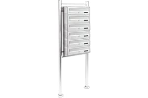 Wiltec Cassetta postale condominiale autoportante 6 posti, acciaio inox, 1 modulo, 513 x 270 x 1500 mm