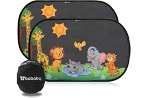 BABABY Tendine Parasole Auto Bambini, 2 Pezzi Parasole Auto Bambini, Accessori Auto Block Raggi Solari UV, Protezione Bambini, Parasole per Auto Finestrini Laterali 51x31cm adesive universali