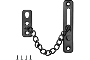 XINSHENG Cadena de seguridad para puerta, cerradura de acero inoxidable, con botón antirrobo para hotel, familia, puertas interiores, ventanas, color negro