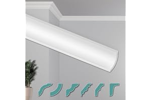 HEXIMO Corniches de Plafond Modernes en Polystyrène XPS Blanc, 2 Mètres Moulures en Polystyrène Moulures Décoratives Angles (20 mètres ZG19)