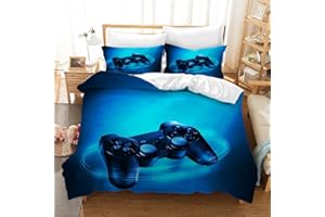 Leleyouzer Set di Biancheria da Letto Gamepad 200x200 cm,Set di Copripiumini da Gioco Stampati in 3D,1 Copripiumino e 2 Federe 50×75 cm