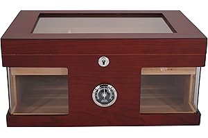 GERMANUS Humidor skrzynia z okienkiem, brązowa