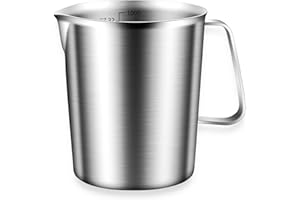 KYSUN Kubek z miarką z 2 jednostkami pomiarowymi (ml, uncja), ze stali nierdzewnej, z oznaczeniami i uchwytem 1000 ml (32 oz), srebrny