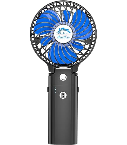 EasyAcc Mini ventilateur 3 en 1, mini ventilateur de poche de 5000mAh [ultra silencieux puissant] - 5 vitesses/alimentation de secours/affichage numérique/cordon pour voyage/croisière/été/concerts