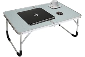 ‎JUCAIFU Jucaifu Faltbarer Laptop-Tisch, Bett-Schreibtisch, Frühstücks-Serviertablett, tragbarer Mini-Picknick-Tisch & Ultraleicht, lässt Sich in der Mitte zusammenklappen, mit Stauraum im Inneren (Silber)