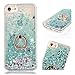 Produktbild ZCRO Flüssig Hülle für iPhone SE / 5S / iPhone 5, Handyhülle Case Schutz Hülle Glitzer Flüssig Cover Transparent Silikon Rahmen Hüllen mit Handy Ring Halterung Ständer für iPhone SE 5S 5 (Grün)