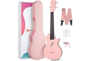 Concert Ukulele Enya Nova U 23” Cutaway Carbon Fiber Beginner Travel Ukulele Kit Waterproof Ukelele with Case,Strap,Capo,Strings (Pink)