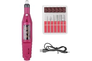 BAQI Kit de taladro de uñas eléctrico para uñas acrílicas, lijadora de uñas de los pies, máquina pulidora de uñas, herramientas de pulido de pedicura y medicina para uso en el hogar y salón, rojo