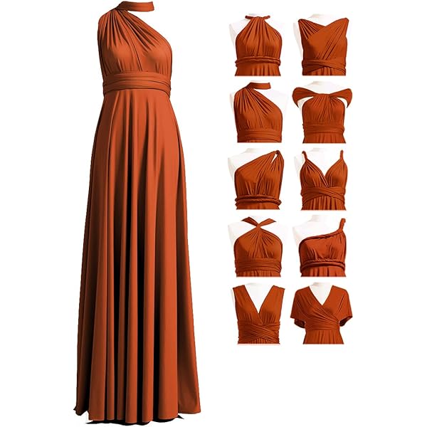 SAMHO Abito da damigella d'onore in chiffon con spalle scoperte, da
