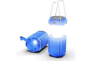 PSOOO Camping Lantern 5000mAh Solar Hand Crank Telescopic LED Flashlight Portable Foldable Hook USB Charger Outdoor Electronic Lamp for Hurricane Emergency Family (201-Blue-B)