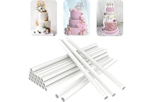 HARMON WANDYER 24 Pcs Plastic White Cake Dowel Rods, 30cm/11.8Inch Cake Supports for Tiered Cake Construction and Stacking, 1.2cm/0.47Inch Diameter