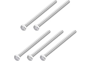 METALLIXITY Hex Bolts (M6-1x130mm) 5Pcs, 304 Stainless Steel Coarse Fully Threaded Hex Head Screw Bolt Machine Screws - for Furniture Repair, Silver