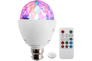 TSSS 3W B22 Bayonet Disco Ball Light Lamp RGB Rotating LED Strobe Party Bulb Stage Light for Family Party,Birthday,Festival,Transforms Room Decoration with Remote Control