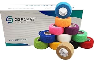 GSPCARE Self-Adhesive Bandage 2.5 cm x 4.5 m, 12 Rolls Elastic Cohesive Bandage Animal Bandage Self-Adhesive Bandage for Swelling of Ankle Sprains on the Wrist