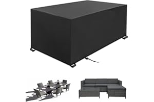 PDSYCB Garden Furniture Cover Waterproof 200x130x70cm 420D Heavy Duty Oxford Polyester Garden Table Cover Windproof，Anti-UV for outside Rectangle/Rectangular Table and Chair Set