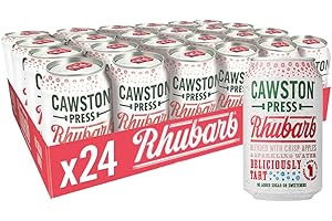 Cawston Press Rhubarb Fizzy Drink Blended With Sparkling Water and Pressed Apple Juice (330ml x 24 cans) | Gluten Free - Vegan - No Added Sugar