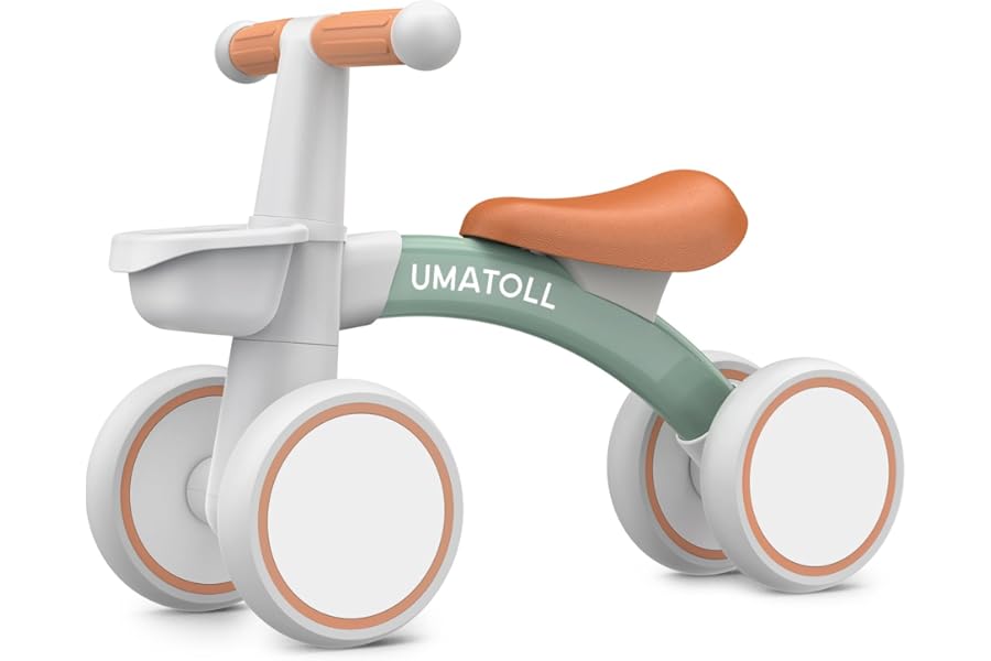 Umatoll Baby Balance Bike for 1 Year Old Boys Girls, 12-24 Months Toddler Balance Bike with Removable Basket, Adjustable Seat, 4 Wheels Infant Bike, First Birthday Gift