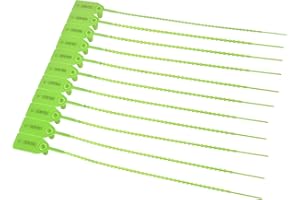 FUNNYTEK 200PCS Plastic Tags, Security Seals Numbered Zip Ties Anti-Tamper Seals Plastic Security Seals Security Tags Pull Ties for Luggage, Fire Extinguisher, Lothes, Shoes, etc(U 006001 to U 006200) Green