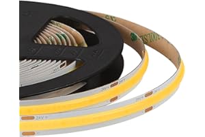 SIRYYUI COB LED Strip 5M, Warm White 2700K LED Strip Light DC24V, 480LEDs/M, CRI 90+ Super Bright Uniform Dotless LED Tape Lights for Cabinet Kitchen Home DIY Indoor Lighting Projects (No Power Supply)