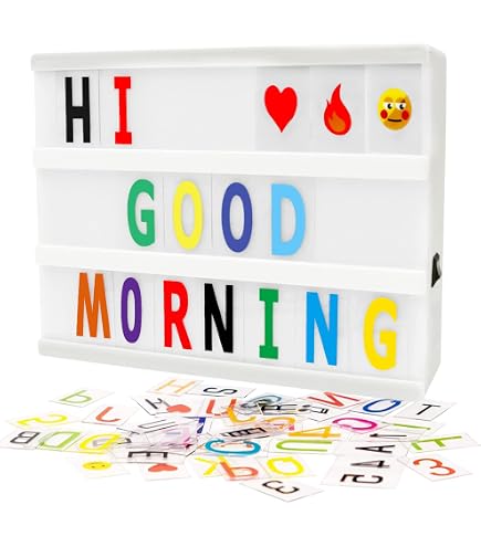 OPAHUTER Lightbox A4 Con 192 Lettere, Numeri, Simboli Ed Emoji - Decorazione LED Per Casa, Matrimonio, Feste