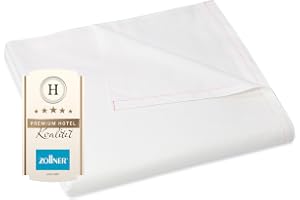 ZOLLNER sänglakan eller täcke för sommaren – bomullsblandning – 320 x 330 cm i vitt – utan elastiskt band – hotellkvalitet