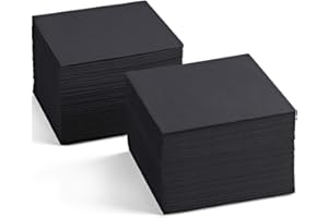 Grupo munditol - Pack de 600 Servilletas Pequeñas e Individuales - Textura micropunto - Más Gruesas y Absorbentes - Ideal para Eventos de Catering, Bares y Fiestas - 20 x 20 cm (600, Negro)