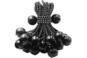 HomWanna Bungee Balls Cords 25Pcs - 4 inch Flag Bungees Ties, Heavy Duty Tarp Banner Marquee Canopy Elastic Tie Down Straps for Telescopic Flag Pole Camping Tent Tarpaulin Cargo, UV Resistant