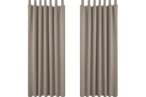 Deconovo Lot de 2 Rideaux Occultants Thermique Anti Froid Rideaux Salon Intérieur à Pattes 140x220cm Taupe Rideaux Balcon Intérieur