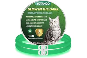 YOTANGO Collier Anti Puces pour Chat, Collier Anti Puces et Tiques pour Chats Imperméable, Réglable Collier Anti Puce Chat Lumineux - 8 Mois de Protection Naturelle pour Chats de Toutes Tailles-Vert 2Pcs