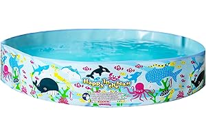 VFM E-STORE VFM - Children's Paddling Pool 4Ft, Rigid - No Inflation, Dog Paddling, Small Kids, Summer Toys, Garden Children's 4Ft W X 25cm D