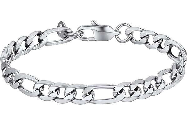 PROSTEEL Gourmette Homme Chaîne Bracelet Figaro 6mm/9mm/13mm en Acier Inoxydable/Plaqué Or/Noir, 19cm/21cm/23cm de Long