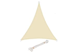 WOLTU Toldo Vela de Sombra Triangular 5x7x7 m HDPE Transpirable Anti Rayos UV Solar protección 85% Resistente y para Jardín, Patio, Exteriores Arena, Crema