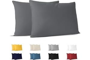 Dreamzie Poszewka na poduszkę 30 x 50 cm (zestaw 2 szt.), 100% bawełna Jersey 150 GSM – antracytowa poszewka na poduszkę 30 x 50 bawełny – wytrzymała i hipoalergiczna poszewka na poduszkę
