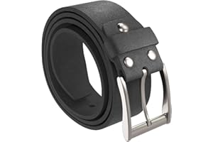 H&H Men's Leather Belt Black for Men Leather Suit Jeans 38 mm Wide Can Be Shortened