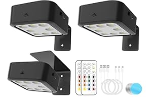 ROEDAX-HAO 3 Pack Picture Lights for Wall, 13 RGB Color Rechargeable Battery Operated wall lights, Picture Frame lights with 3 Lighting Modes, Wireless Magnetic Painting Light with Remote Control Timer (BLACK)